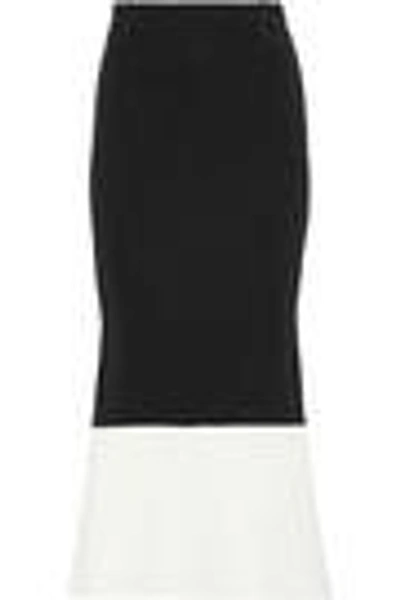 Shop Roland Mouret Woman Two-tone Flared Crepe Midi Skirt Black