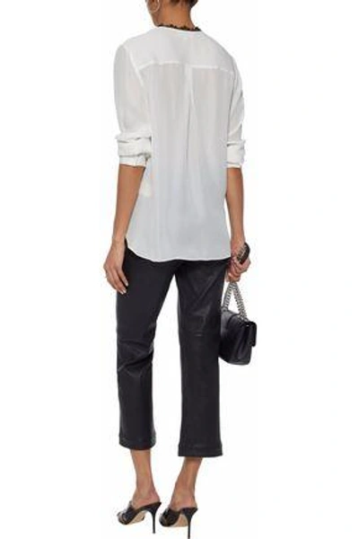 Shop L Agence L'agence Woman Rosario Lace-trimmed Wrap-effect Silk Blouse White