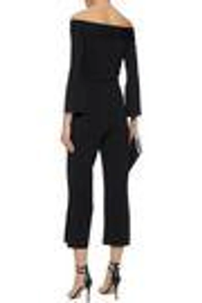 Shop Roland Mouret Woman Felbridge Cropped Off-the-shoulder Stretch-knit Jumpsuit Black