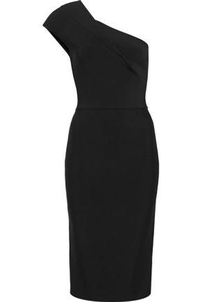 Shop Roland Mouret Woman Brattle One-shoulder Stretch-knit Dress Black