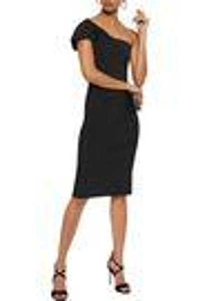 Shop Roland Mouret Woman Brattle One-shoulder Stretch-knit Dress Black