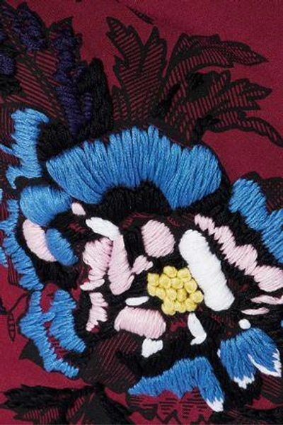 Shop Roland Mouret Woman Eugene Open-back Embroidered Crepe Top Crimson
