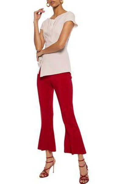 Shop Roland Mouret Woman Asymmetric Wool-crepe Top Ecru