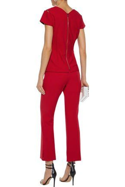 Shop Roland Mouret Woman Goswell Cropped Stretch-crepe Flared Pants Red