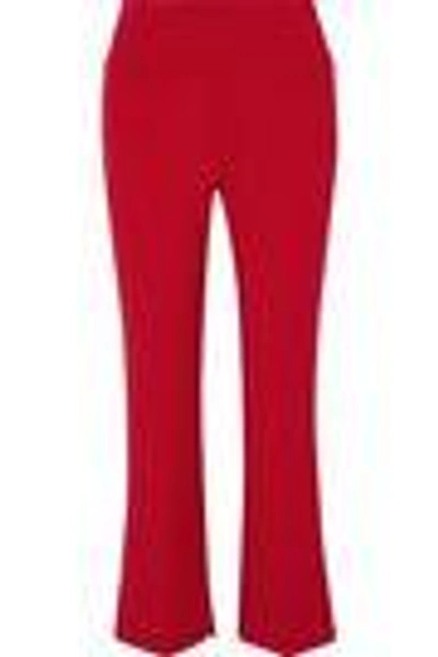 Shop Roland Mouret Woman Goswell Cropped Stretch-crepe Flared Pants Red