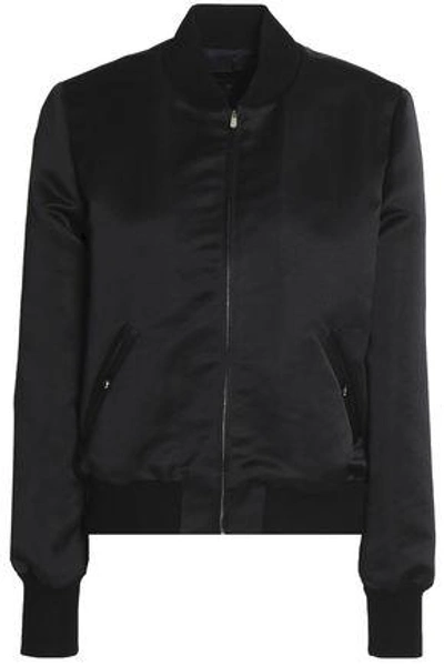 Shop Vanessa Seward Woman Crystal-embellished Satin Bomber Jacket Black