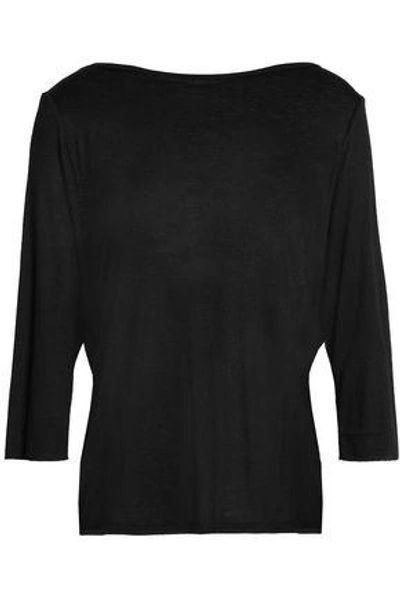Shop Bailey44 Bailey 44 Woman Draped Wrap-effect Silk-jersey Top Black
