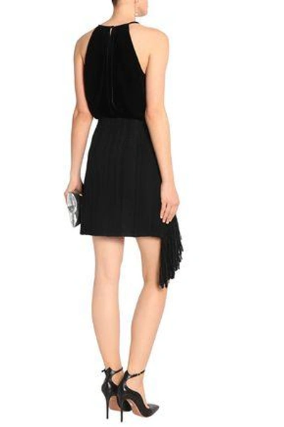 Shop Goen J Woman Fringed Bouclé-tweed Mini Skirt Black