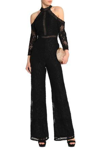 Shop Alexis Woman Cold-shoulder Corded Lace Jumpsuit Black