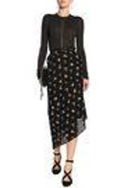 Shop Roland Mouret Woman Asymmetric Embroidered Jacquard Midi Skirt Black