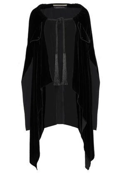 Shop Roland Mouret Woman Tasselled Velvet Cape Black