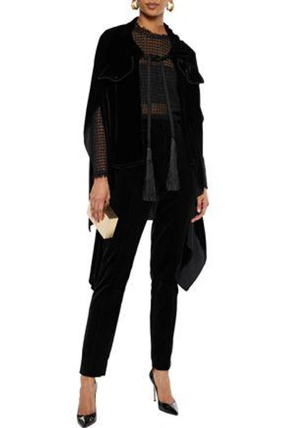 Shop Roland Mouret Woman Tasselled Velvet Cape Black