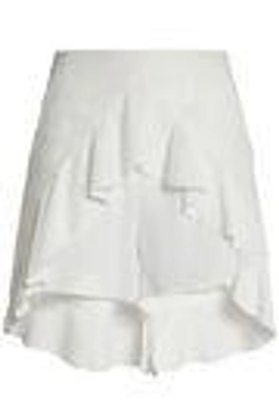 Shop Goen J Layered Ruffled Crepe Shorts In White