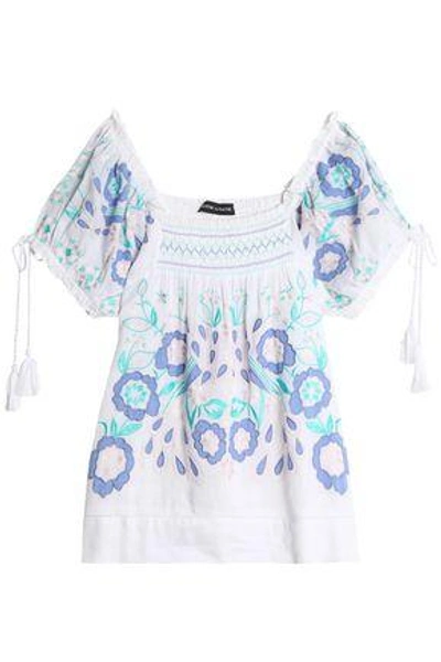 Shop Antik Batik Rubi Embroidered Cotton-voile Blouse In Off-white