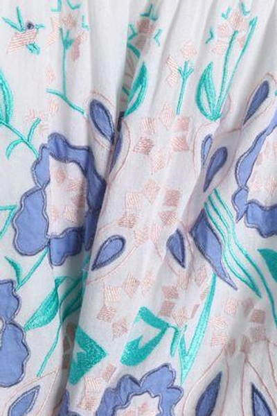Shop Antik Batik Rubi Embroidered Cotton-voile Blouse In Off-white