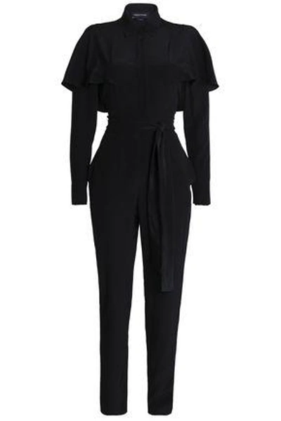 Shop Vanessa Seward Woman Cape-effect Belted Silk Jumpsuit Black
