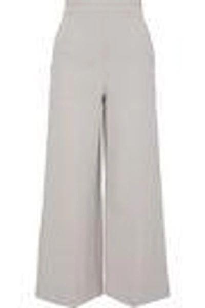 Shop Roland Mouret Woman Ward Wool-crepe Wide-leg Pants Light Gray