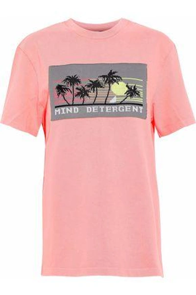 Shop Alexander Wang Woman Appliquéd Cotton T-shirt Bright Pink
