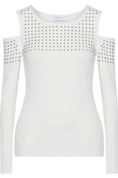 Shop Bailey44 Woman Still The One Cold-shoulder Studded Stretch-jersey Top White