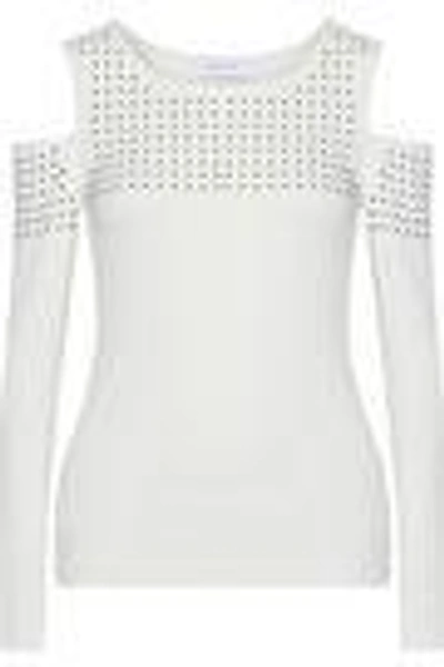 Shop Bailey44 Woman Still The One Cold-shoulder Studded Stretch-jersey Top White