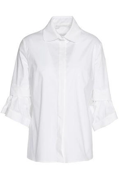 Shop Antonio Berardi Woman Layered Cotton-blend Poplin Shirt White