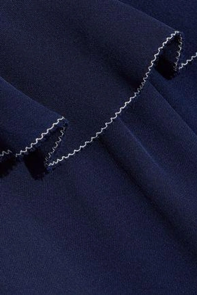Shop Joie Woman Eukene Cold-shoulder Ruffled Silk Crepe De Chine Top Navy