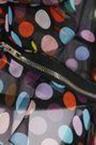 Shop Givenchy Zip-detailed Polka-dot Silk-chiffon Blouse In Black
