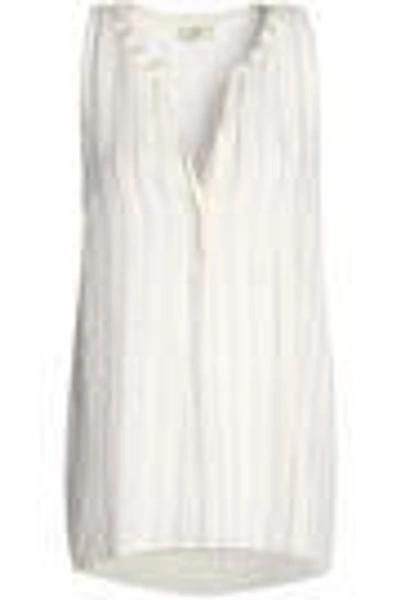 Shop Joie Woman Aruna Metallic Striped Silk-blend Top Off-white