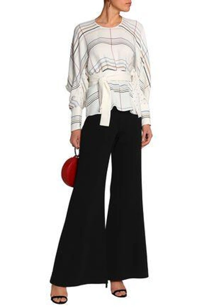 Shop Roksanda Belted Printed Silk Blouse In White