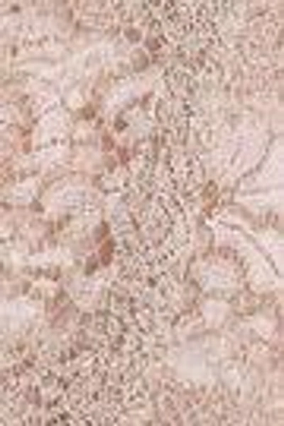 Shop Valentino Woman Metallic Cotton-blend Lace Top Pastel Pink