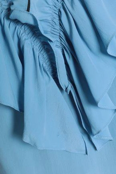 Shop Marni Woman Ruffle-trimmed Crepe Blouse Light Blue