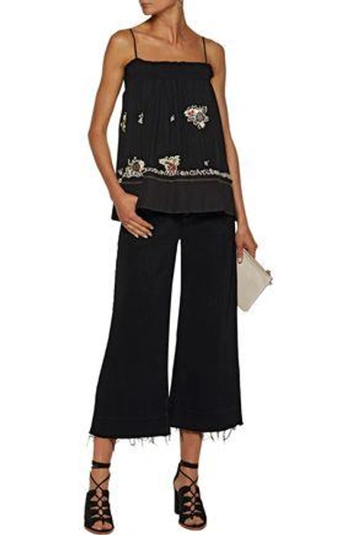 Derek Lam 10 Crosby Woman Embellished Pleated Silk Camisole Black In Black