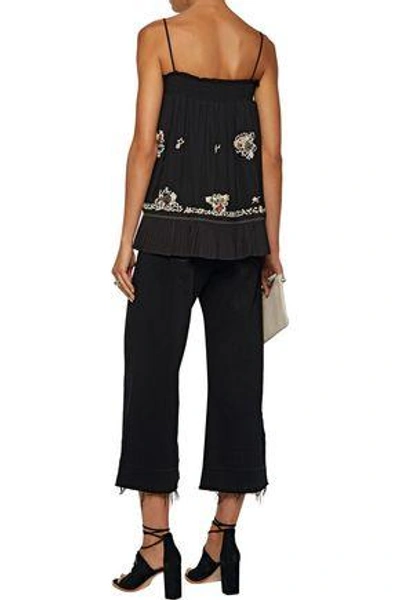 Derek Lam 10 Crosby Woman Embellished Pleated Silk Camisole Black In Black