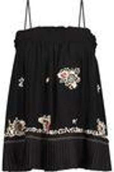 Derek Lam 10 Crosby Woman Embellished Pleated Silk Camisole Black In Black