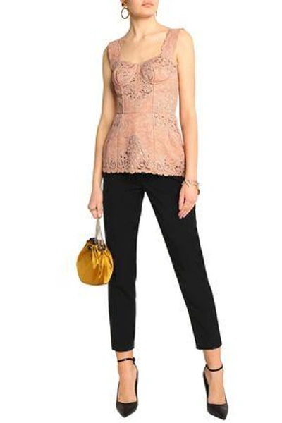 Shop Dolce & Gabbana Woman Broderie Anglaise-trimmed Cotton-blend Jacquard Bustier Top Blush