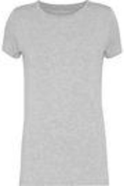 Shop Majestic Woman Melangé Stretch-jersey T-shirt Light Gray