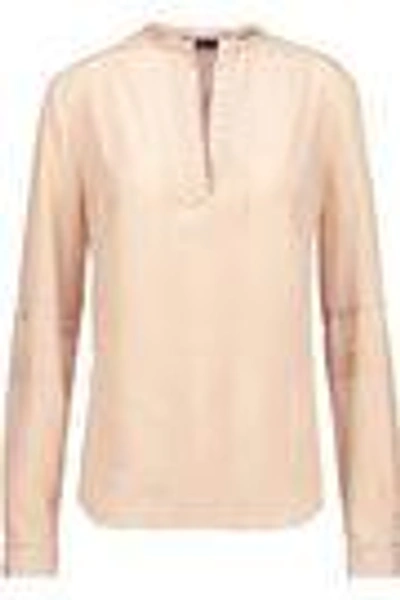 Shop Belstaff Woman Dana Studded Pintucked Silk Tunic Peach