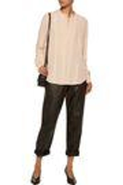 Shop Belstaff Woman Dana Studded Pintucked Silk Tunic Peach