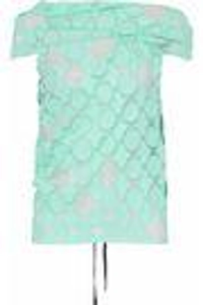 Shop Roland Mouret Woman Eugene Draped Fil Coupé Cotton And Silk-blend Chiffon Top Mint