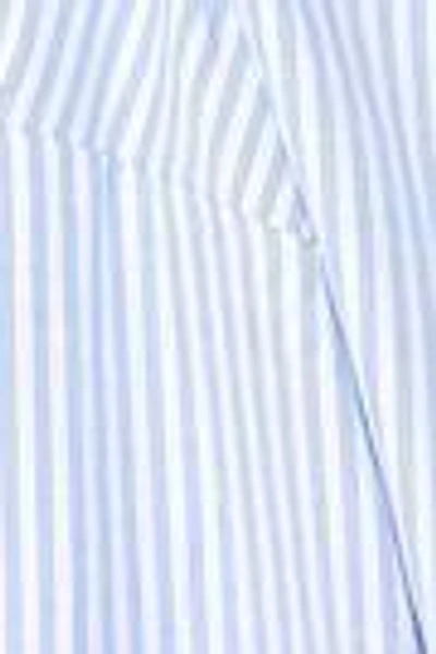 Shop Rebecca Vallance Woman Cold-shoulder Striped Cotton-blend Poplin Top Light Blue