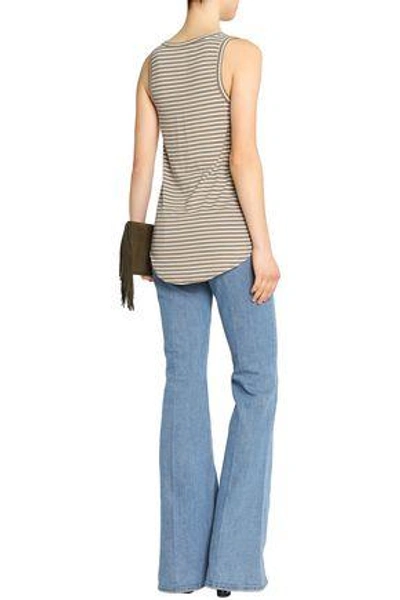 Shop Zimmermann Striped Stretch-jersey Tank In Sage Green