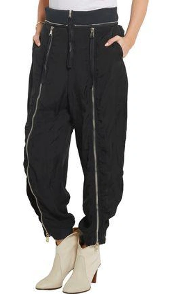 Shop Chloé Zip-embellished Crepe Track Pants In Black