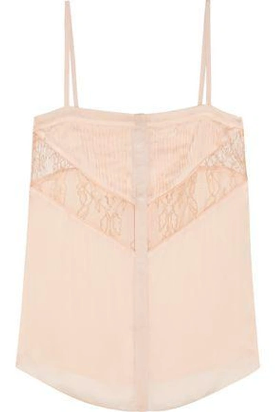 Shop Givenchy Leaver's Lace-paneled Pleated Silk-chiffon Camisole In Pastel Pink