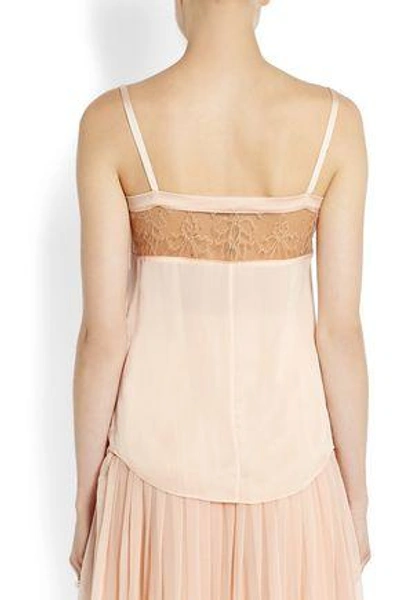 Shop Givenchy Leaver's Lace-paneled Pleated Silk-chiffon Camisole In Pastel Pink