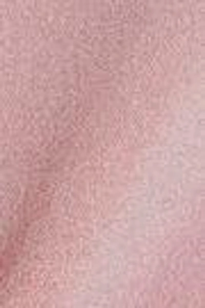 Shop M Missoni Woman Lattice-trimmed Metallic Stretch-knit Top Pastel Pink