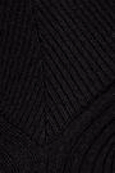 Shop Alexander Wang Woman Cold-shoulder Lace-trimmed Ribbed-knit Merino Wool-blend Top Black