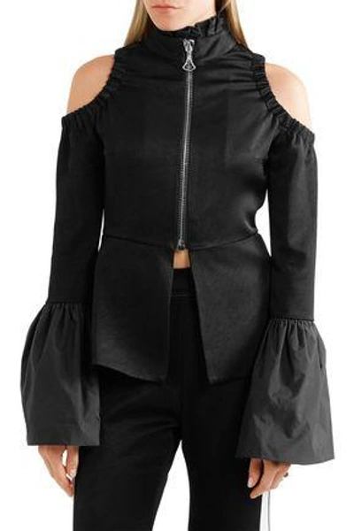 Shop Ellery Woman Ayumi Cold-shoulder Satin-crepe Blouse Black