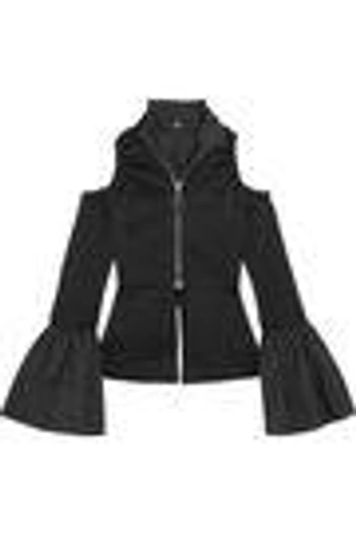 Shop Ellery Woman Ayumi Cold-shoulder Satin-crepe Blouse Black