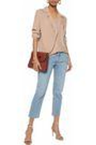 Shop L Agence Woman Rita Wrap-effect Washed-silk Blouse Sand