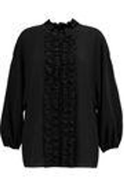 Shop Dolce & Gabbana Ruffled Silk Blouse In Black